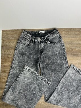 Fire & Rain Acid Wash Wide Leg Jeans Gray Black Size 5